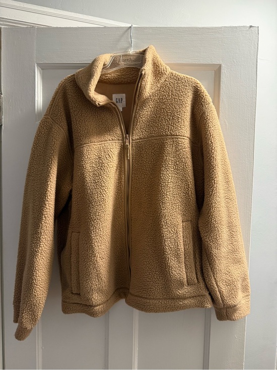 GAP Jackets & Blazers - GAP Tan Sherpa-Lined Zip Hoodie
